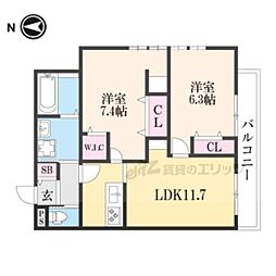 風来夢・フォーシーズンズ 1LDKの間取図画像