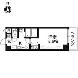 パルティール四条 1Kの間取図画像