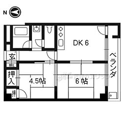 桃山グランドハイツ 2DKの間取図画像