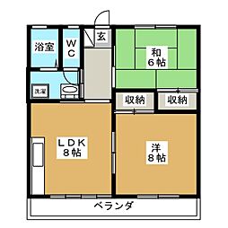 シティハイツグリーンパーク 2DKの間取図画像
