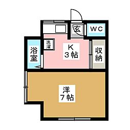 千草荘 1Kの間取図画像