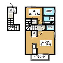 セジュール桃花 201 ｜ 長野県長野市篠ノ井小森（賃貸アパート1LDK・2階・38.21㎡） その2