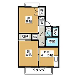 フォーダイヤモンズタウン　Ａ棟 1階2DKの間取り