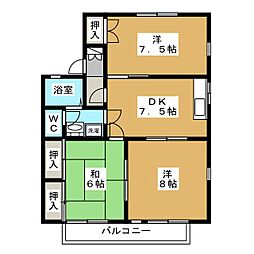 ライブタウン風間　Ｃ 1階3DKの間取り