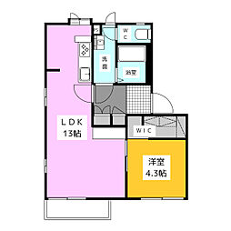 パルレ平林　Ａ 1階1LDKの間取り