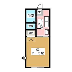 メゾンマキ 2階1Kの間取り