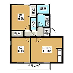 フローレンス・エムＣ棟 3階2LDKの間取り