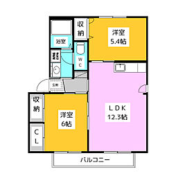 ディアスいすよ　Ｄ棟 2階2LDKの間取り