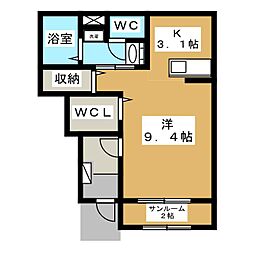 アルバルーチェ　Ｏ 2階1Kの間取り