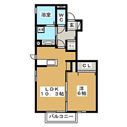 長野電鉄長野線 桐原駅 徒歩22分の賃貸アパート 1階1LDKの間取り
