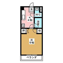 コーポ・ビックウェイブ　Ｓ棟 4階1Kの間取り