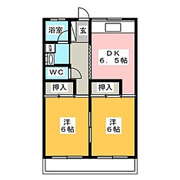 湯田ハイツ 1階2DKの間取り