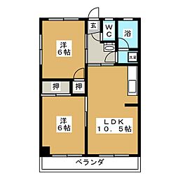 おねやま団地悠久台 2LDKの間取図画像