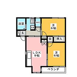 ラプラスゆうW 2DKの間取図画像