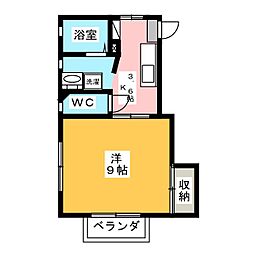 ラプラスコナミ 1Kの間取図画像