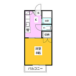フレグランス梵 1Kの間取図画像