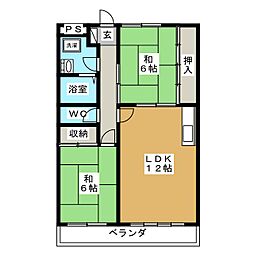レジデンス西和田 2LDKの間取図画像