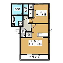 ハイムビアンカD.R 1LDKの間取図画像