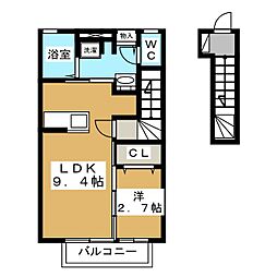 セジュールケイ2 1LDKの間取図画像