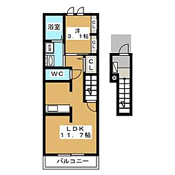 ベルヴェデーレB 1LDKの間取図画像