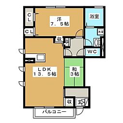 ポムスクウェア稲里F 1LDKの間取図画像
