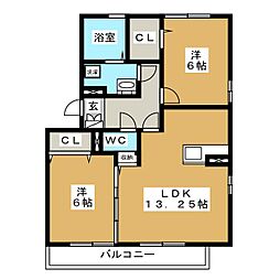 グランディールやまと 2LDKの間取図画像