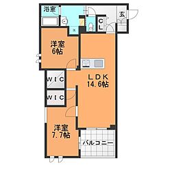 シャーメゾン ルモラ 2LDKの間取図画像