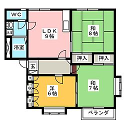 ドリームライフ倉石N 3DKの間取図画像