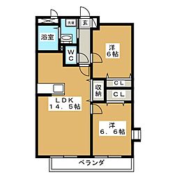 メゾン・ド・ポプラ 2LDKの間取図画像