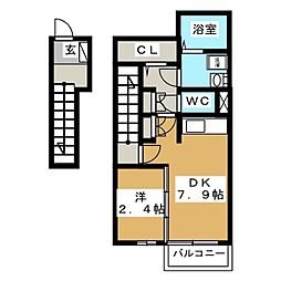パシフィック宮島第二コーポ 1LDKの間取図画像