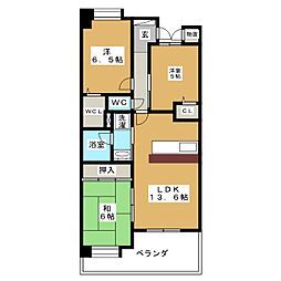 サーパス若里 3LDKの間取図画像