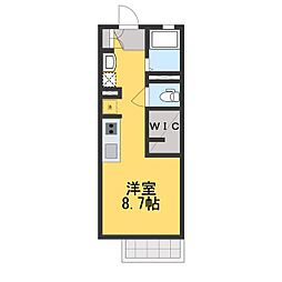 エバーグリーン裾花 1Kの間取図画像