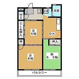 ウエストワン 3DKの間取図画像