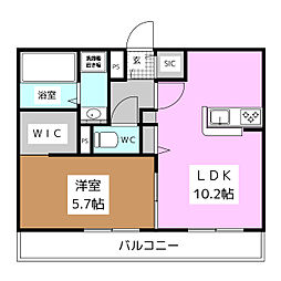 ライフコア南俣 1LDKの間取図画像