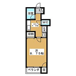 第2コーポシモダ 1Kの間取図画像