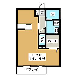 ロジュマンデラッセ ワンルームの間取図画像