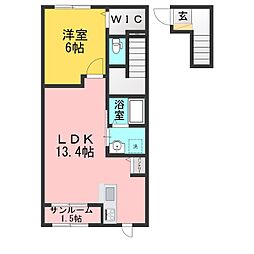 ハイツリバーサイド1 1LDKの間取図画像