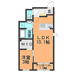 アルバーダ 1LDKの間取図画像