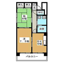 リバーサイドタワー 2DKの間取図画像