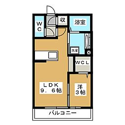 レイシス若里 1LDKの間取図画像