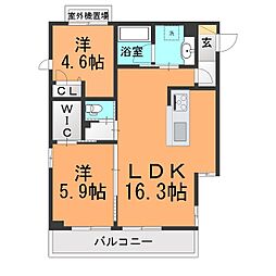 カルム ガーデン 2LDKの間取図画像