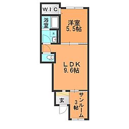 シエル 1LDKの間取図画像