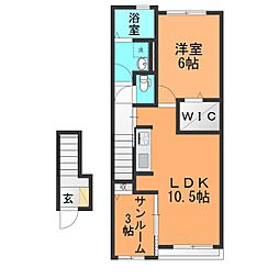 シエル 1LDKの間取図画像
