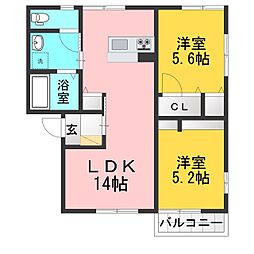 ルミエールしののい・E 2LDKの間取図画像