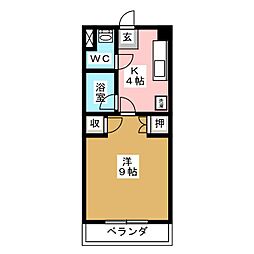 コーポビックウェーブN棟 1Kの間取図画像