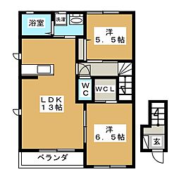クレドール三輪E 2LDKの間取図画像