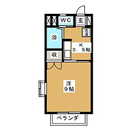 ツインコート中村・N 1Kの間取図画像