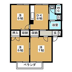ハイカムール丸田 3DKの間取図画像