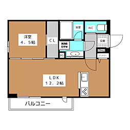 長野市大字栗田アパート 1LDKの間取図画像