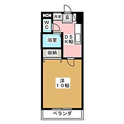 コスモ22 1Kの間取図画像
